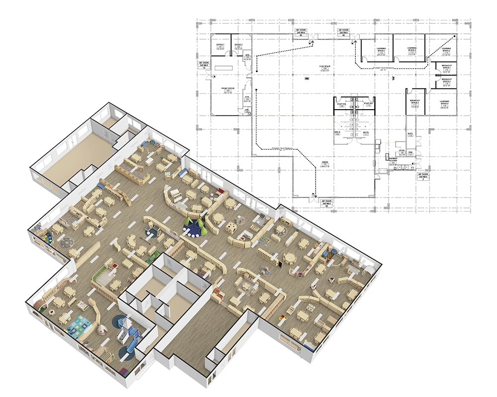 8 classrooms - 546.37m² - 200 children