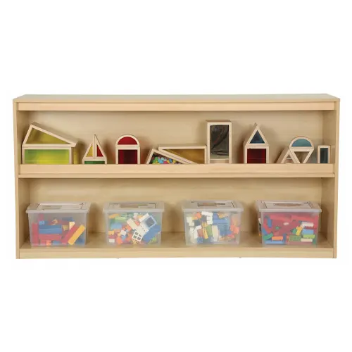 Låga öppna förvaringshyllor