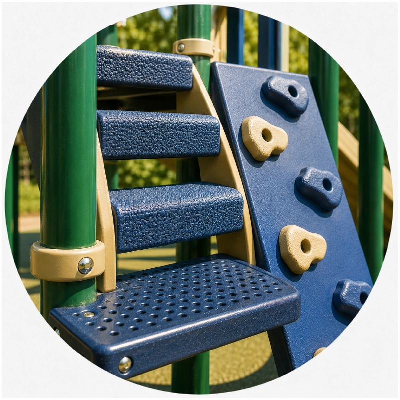 Anti slip stepping and climbing areas