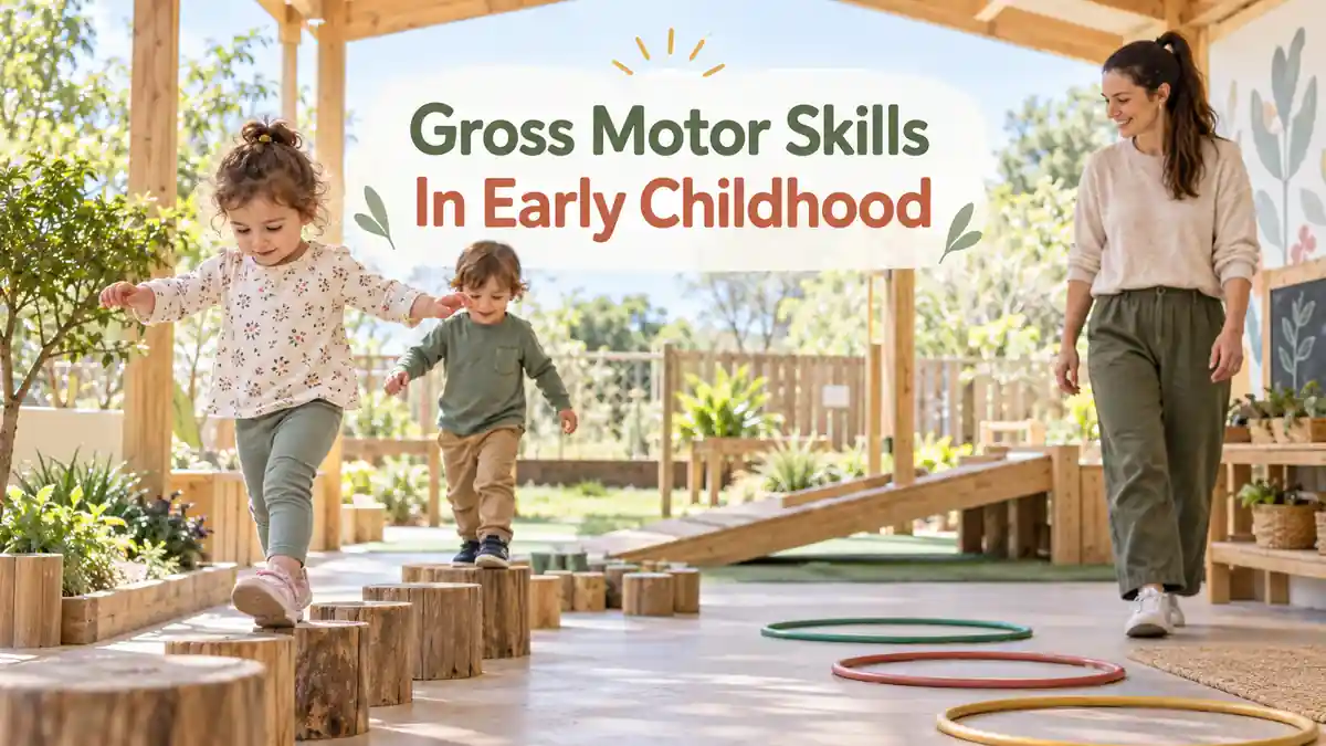 Gross motor skills in early childhood outdoor movement space with a low balance path and clear supervision
