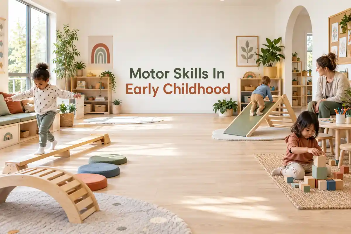 Motor skills in early childhood classroom with open movement space and low equipment
